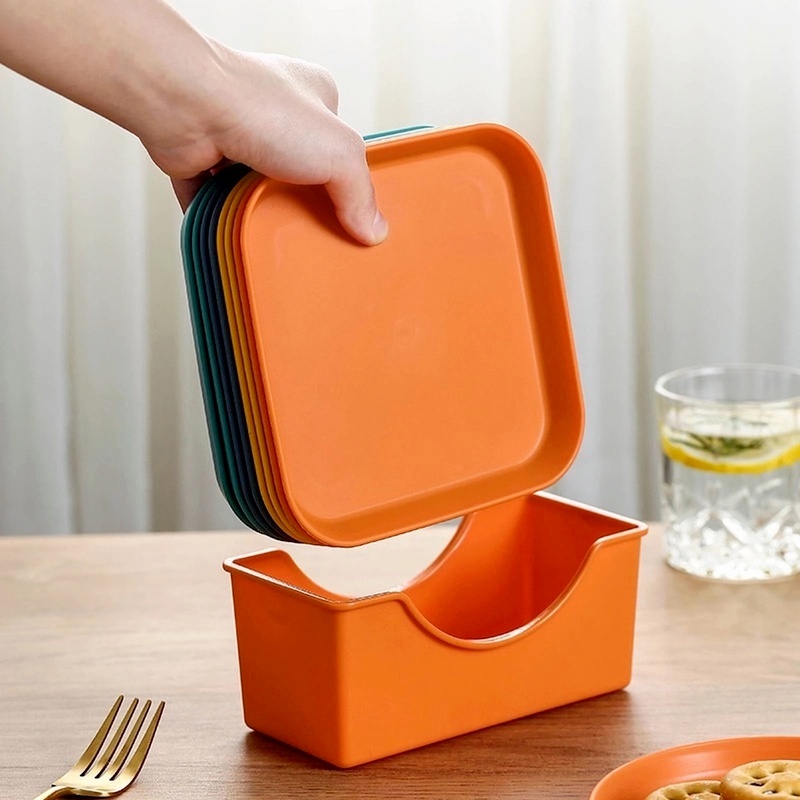 Set 8 Dĩa Đựng Món Tráng Miệng Hình Tròn/Vuông/Tròn Tái Sử Dụng Gọn Nhẹ Màu Sắc Ngọt Ngào