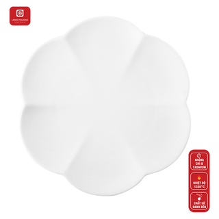 Đĩa hoa đào Long Phương sứ trắng cao cấp 12 inch - Dùng trang trí món ăn