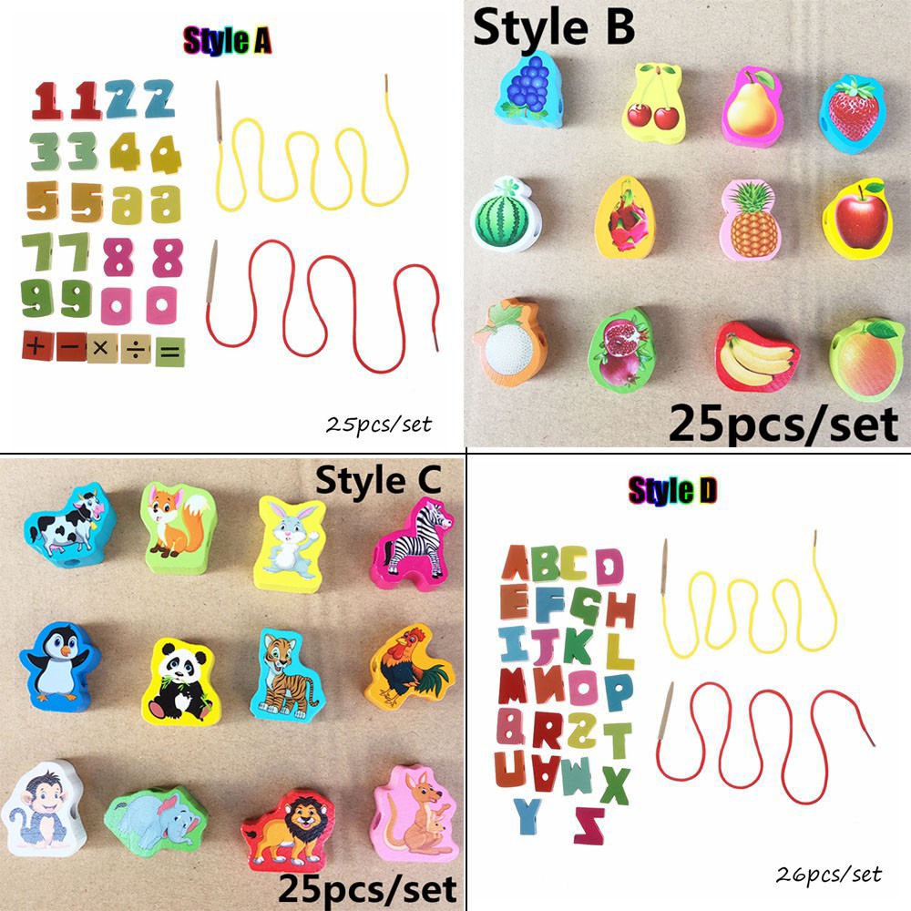 Bộ đồ chơi xỏ dây sâu hạt gỗ cho bé