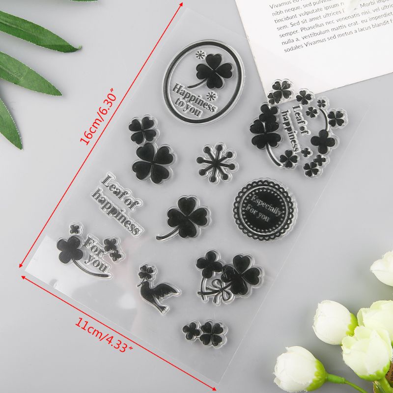 Con Dấu Silicone Trong Suốt In Nổi Hình Lá Trang Trí Sổ Tay DIY