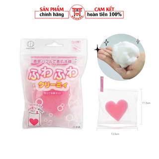 [Hàng Nhật] Mút lưới tạo bọt hình trái tim KOKUBO đánh bọt tuyết sữa tắm, sữa rửa mặt - SKU: 4956810890354