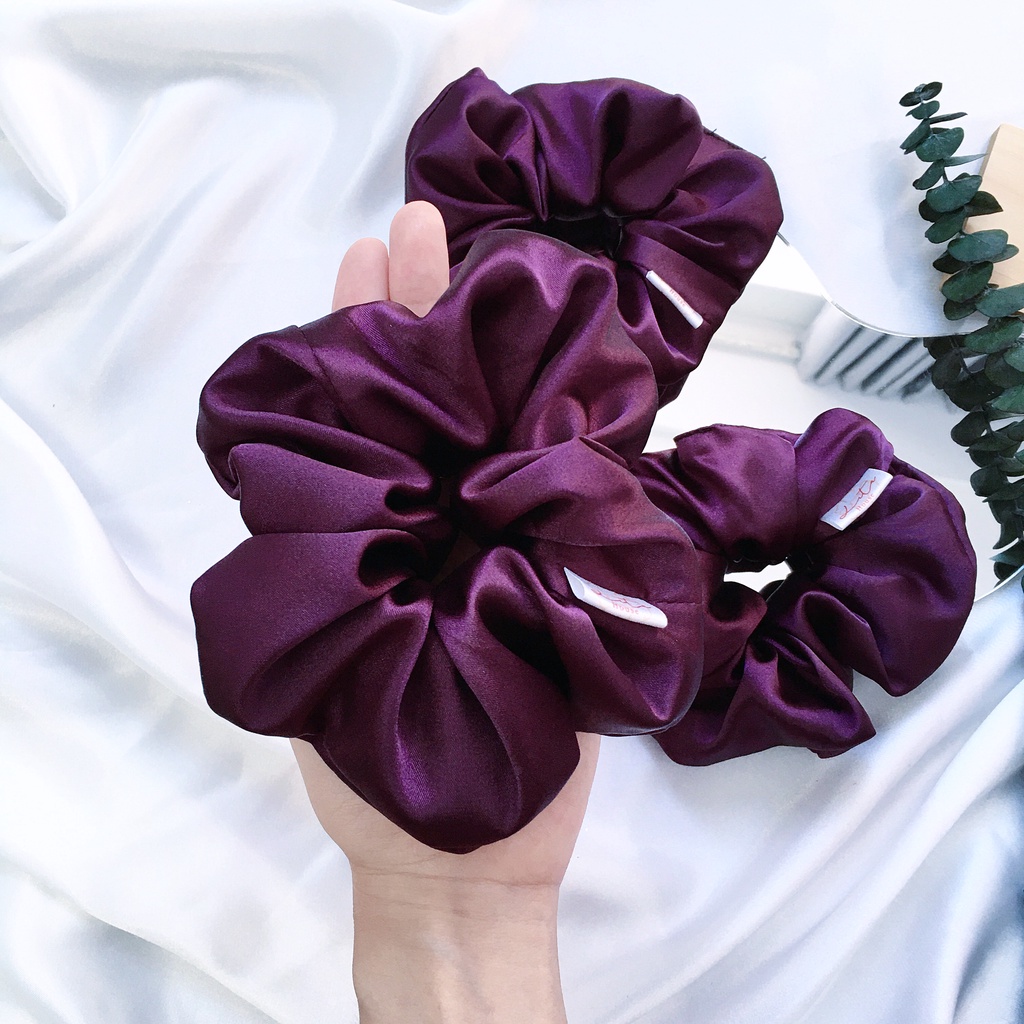 Dây chun buộc tóc Satin Scrunchies Handmade màu trơn