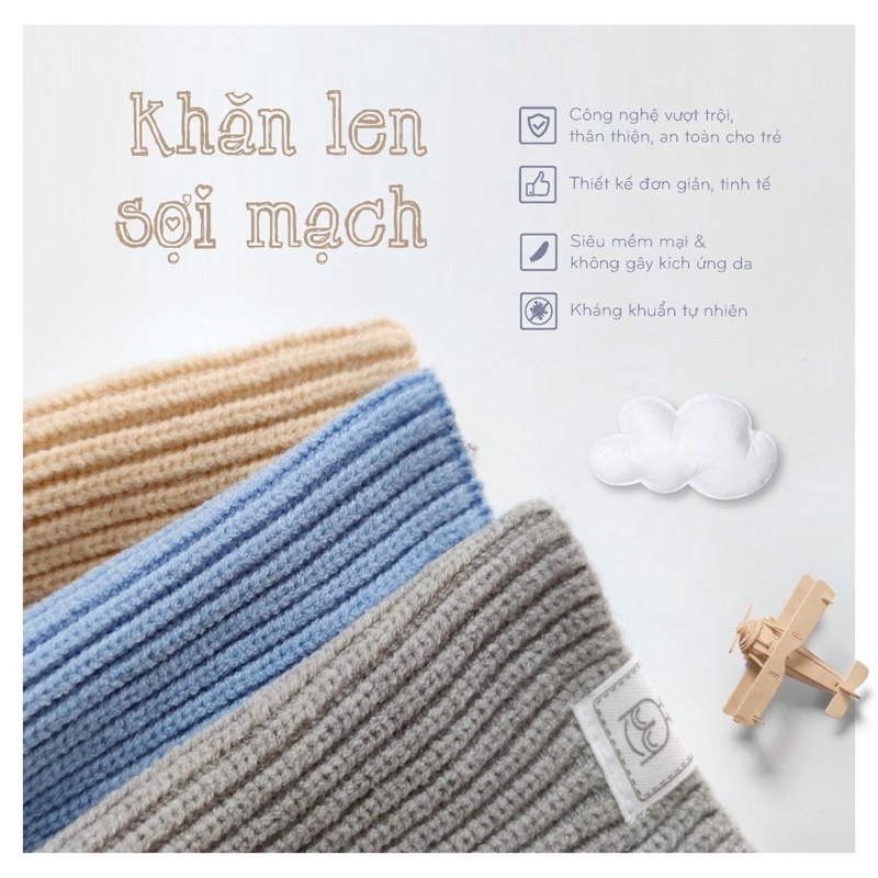 HRNEE chính hãng - Khăn len sợi mạch cho bé