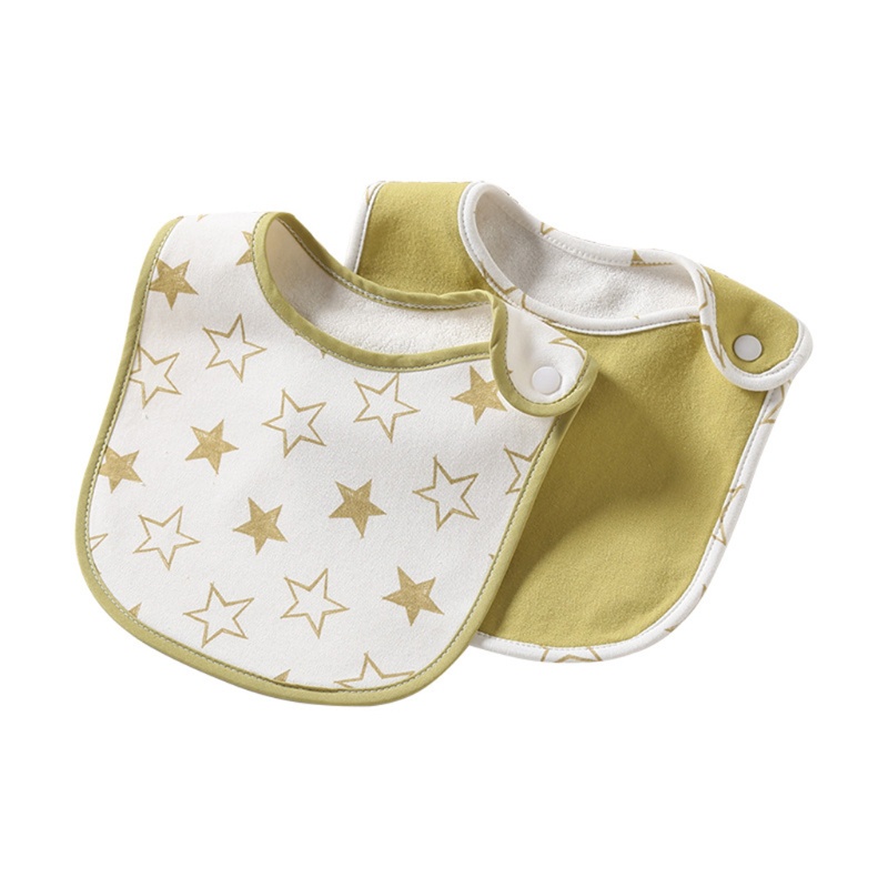 Bộ 2 Yếm Ăn Cotton Mềm Mại Chống Thấm Nước Cho Bé Sơ Sinh