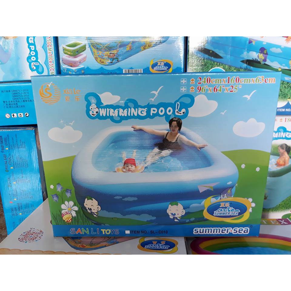 [NHẬP TOY30K GIẢM] Bể bơi bơm hơi 2m1, 2m4 (tặng bộ miếng vá  + h.d sử dụng)