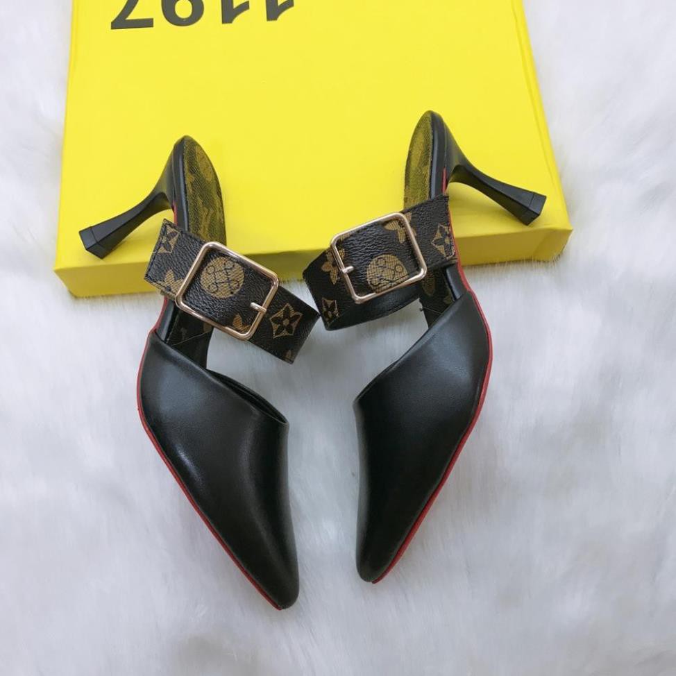 Giày cao gót, sục cao gót cao 7Cm Chất Da Mềm Êm Chân Phối Họa Tiết Quai Ngang Đế Chống Trượt Không Kêu Minhtushoes Giày | BigBuy360 - bigbuy360.vn