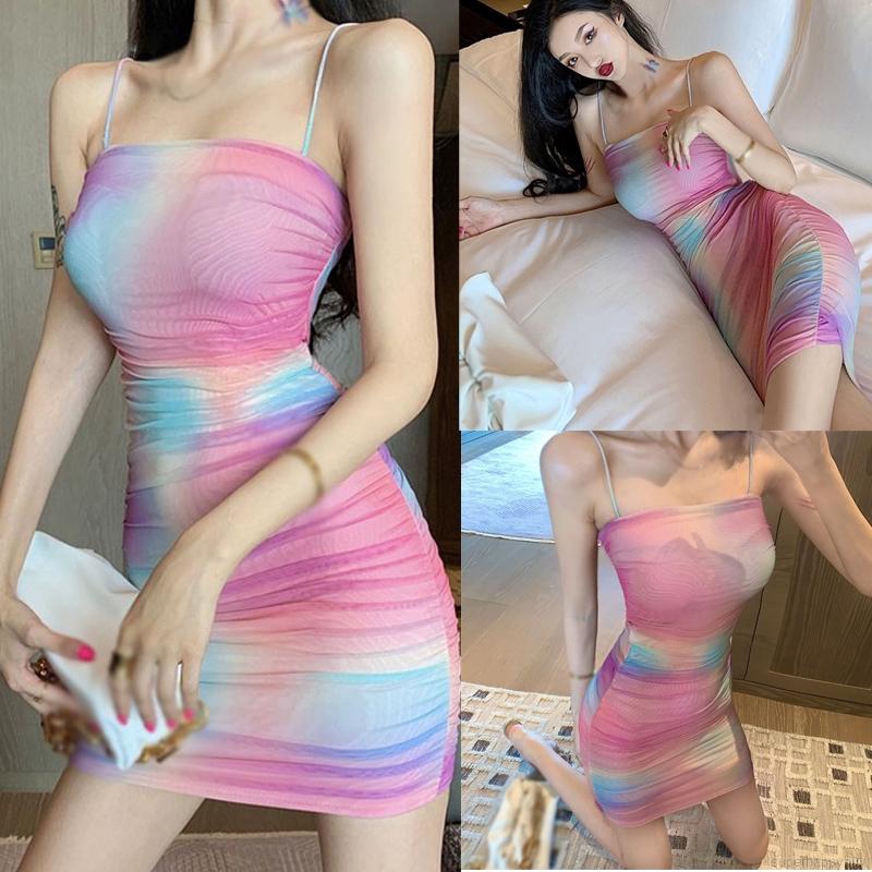 Đầm Hai Dây Ôm Dáng Phối Ren Hở Lưng Quyến Rũ Dành Cho Nữ