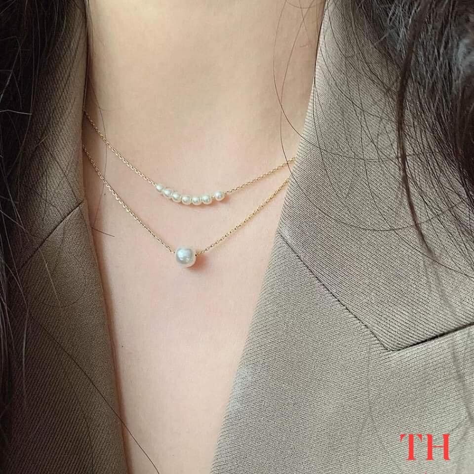 Dây chuyền đôi đính hạt xinh xắn sang chảnh LINH MIU SILVER