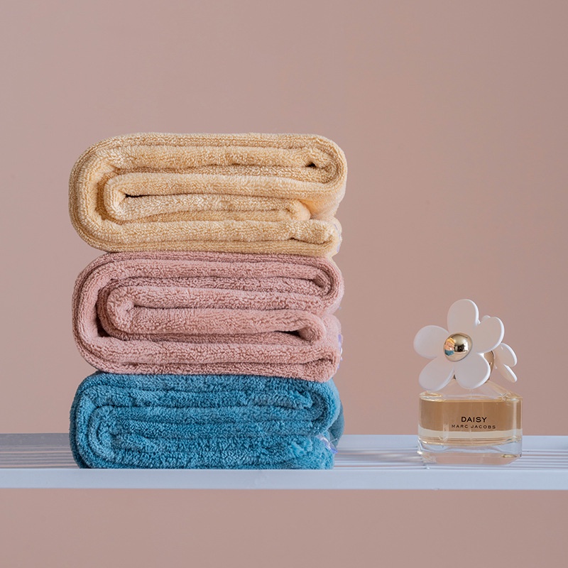 Khăn quấn tóc nhanh khô chất liệu vải cotton 2 lớp mềm mại thấm hút tốt, Khăn cuốn tóc ủ tóc lau khô siêu tốc có nút cài