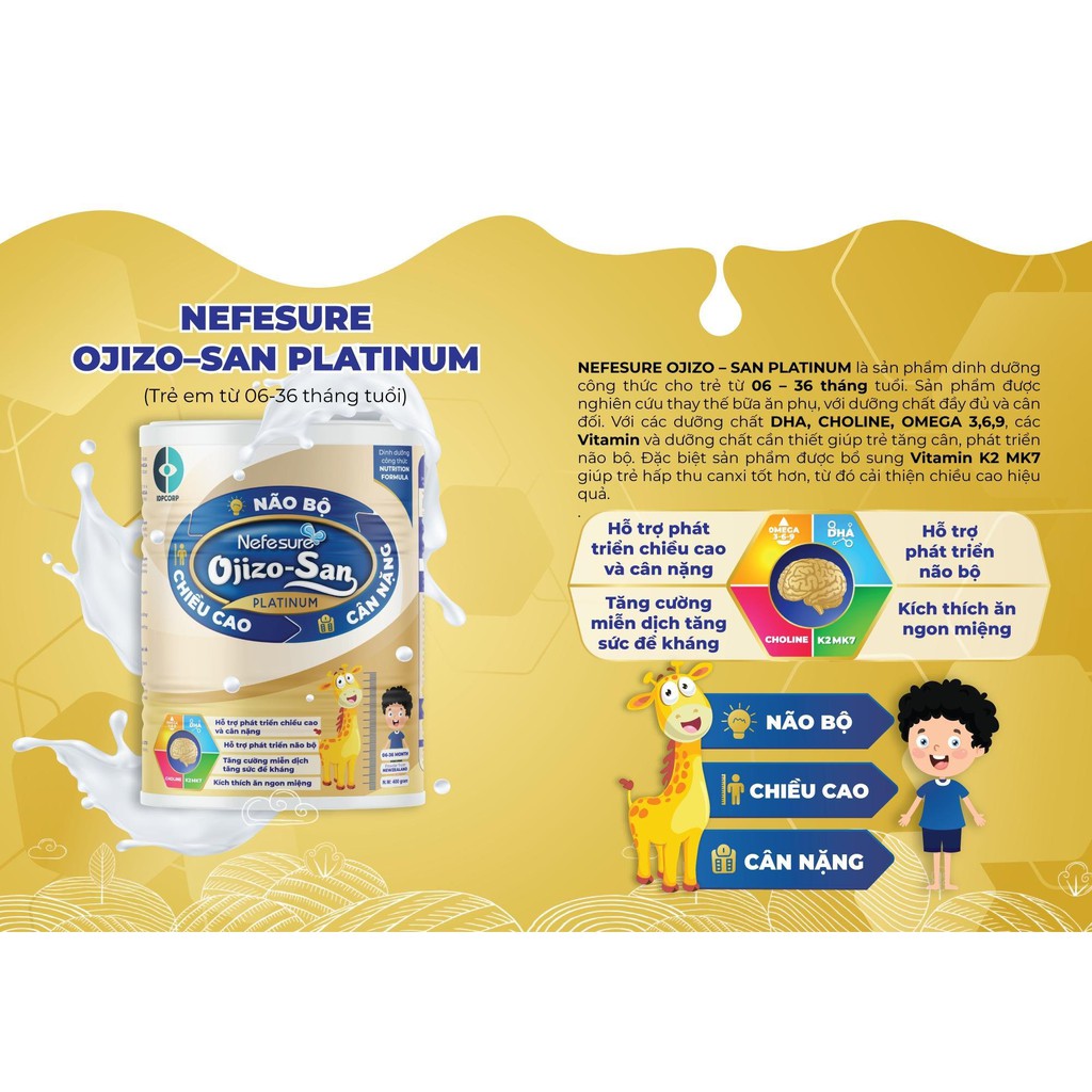 Sữa bột Nefesure OJizo-San Platinum 800g. Cho bé từ 06-36 tháng tuổi. Shop SuBo