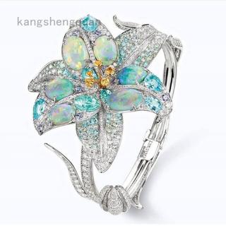 Kangshengquan Nhẫn Đính Đá Opal Lấy Cảm Hứng Từ Hai Tông Màu Hình Hoa Oval Thời Trang Mùa Xuân Cho Nữ