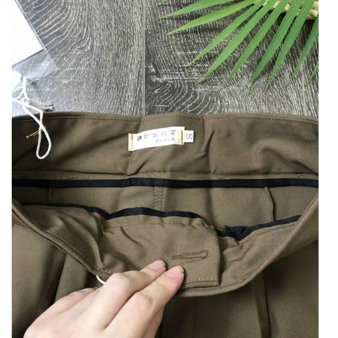 Quần baggy đai vuông vàng, quần công sở nữ vải cao cấp cạp cao tôn dáng | BigBuy360 - bigbuy360.vn