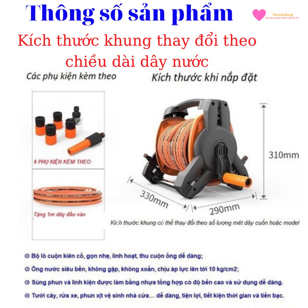 [QUÀ TẶNG] Bộ Rulo Cuộn Dây Nước, Khung Dây Tưới Cây, Sản Phẩm Chất Lượng Của Tonydx, Đầy Đủ Phụ Kiện, Dài 15m