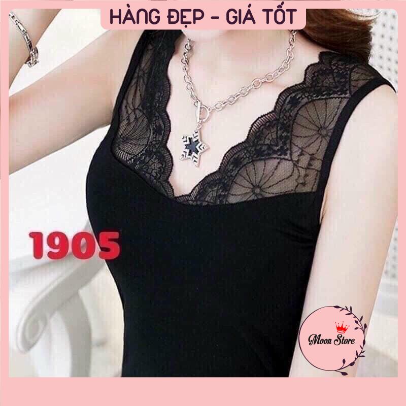 Áo bra màu đen mặc trong vét dáng dài cổ phối ren 1905 sang chảnh