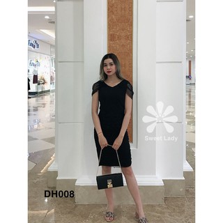 Đầm váy ôm body nhún vai dự tiệc sang trọng sweetlady ảnh thật freeship