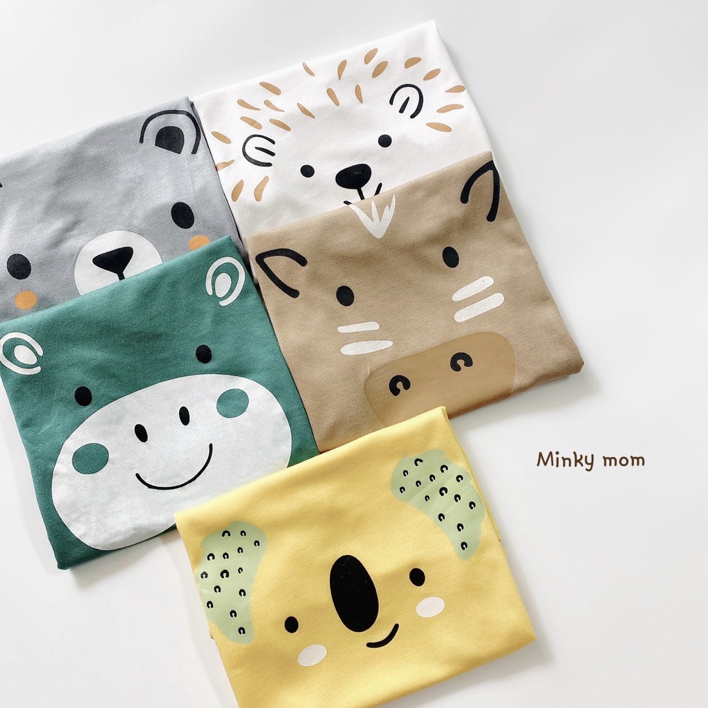 [SALE] Áo cộc tay Minky Mom chất thun lạnh họa tiết mặt thú đáng yêu cực đẹp cho bé trai bé gái (QATE413)