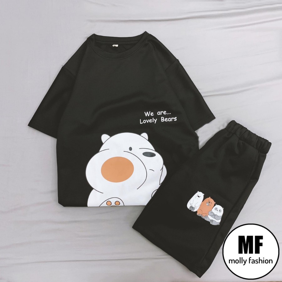 Set đồ bộ hoạt hình ❤️ Bộ mặc nhà Cartoon LOVELY BEAR form rộng Unisex nam nữ Molly Fashion