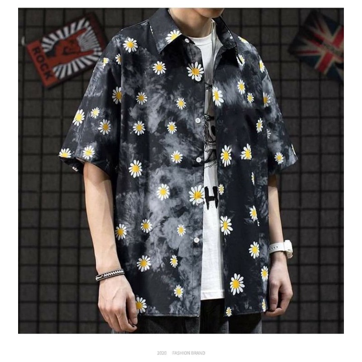 Áo Sơ Mi Tay Ngắn Unisex Cổ Bẻ Phông Cách Hàn Quốc Freesize