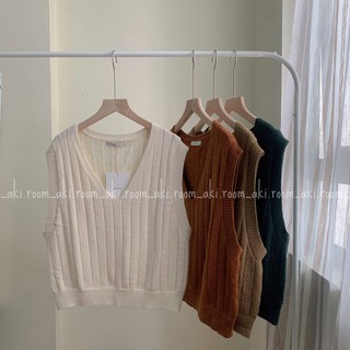 Áo gile len đan trơn cổ V Yoonilook