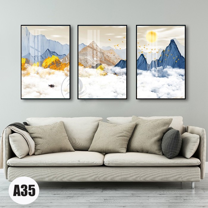 Bộ 3 bức tranh núi trừu tượng