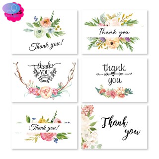 Set 6 thiệp giấy cảm ơn hoạ tiết hoa thanh lịch