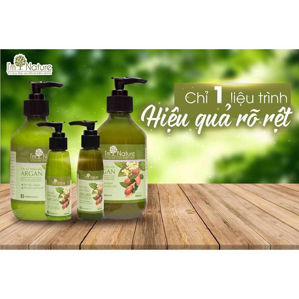 (Chính Hãng) Bộ Gội Xả Thảo Mộc Mọc Tóc Dầu Argan I'M NATURE 300ml/chai