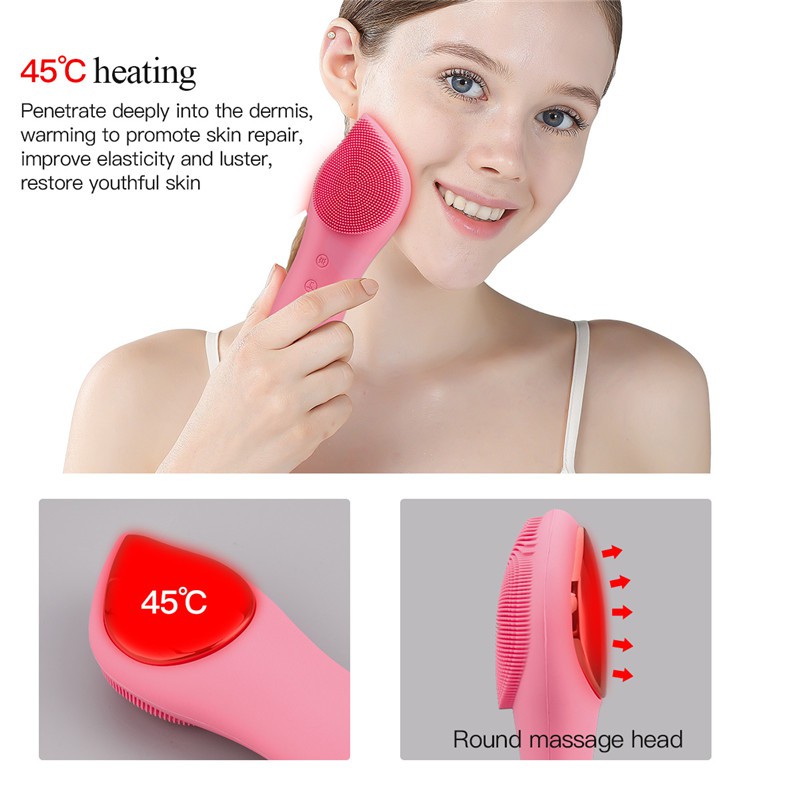 Máy Rửa Mặt CkeyiN Bằng Silicon Mini Làm Sạch Sâu Làm Ấm Sử Dụng Sóng Âm Mát Xa Làm Giảm Mụn Đầu Đen MR574 | BigBuy360 - bigbuy360.vn