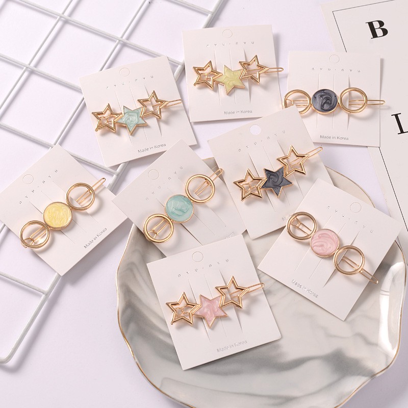 Korean version star and round hairpin B841