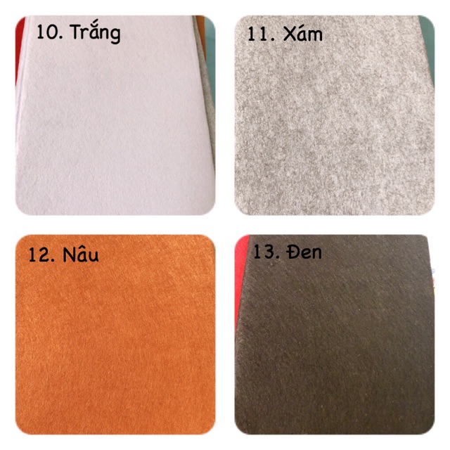 Vải nỉ cứng khổ 22x22cm và 45x45cm , Vải nỉ may thú, sách vải cho bé