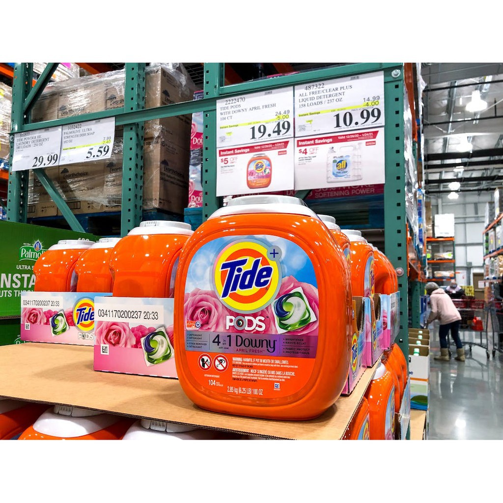 Viên Giặt Xả Tide Pods Downy 4 in 1 và Ultra Oxi - Hàng Chuẩn Mỹ - 104 Viên - Hộp Nhựa