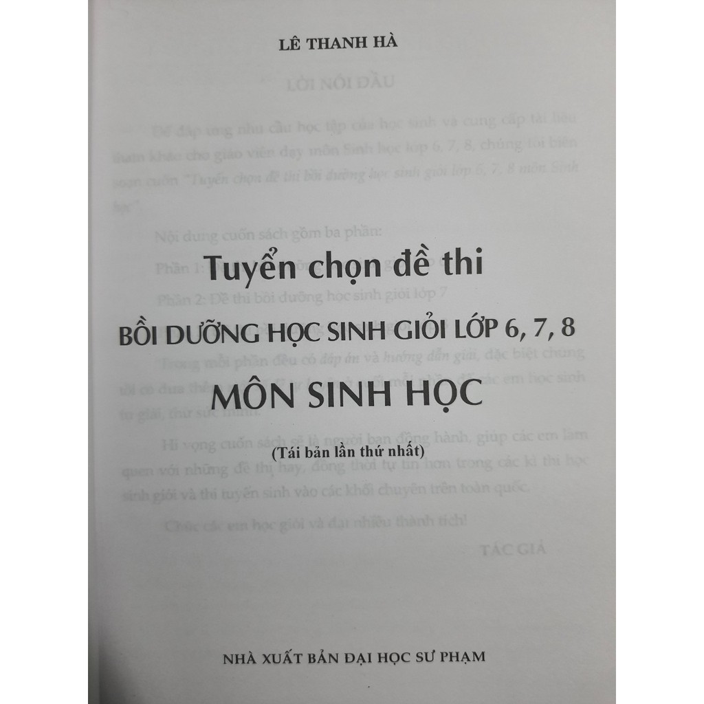 Sách - Tuyển chọn đề thi bồi dưỡng học sinh giỏi lớp 6 7 8 môn Sinh Học