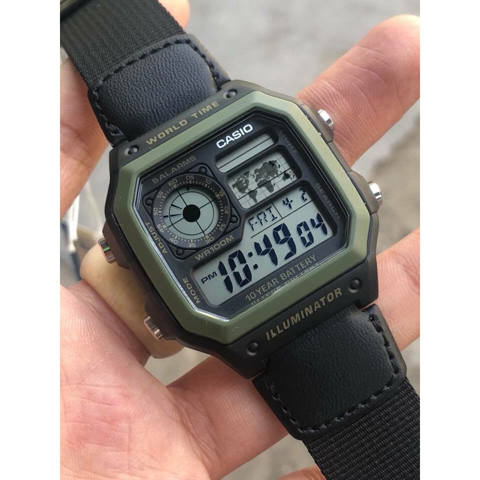 Đồng Hồ Casio Ae1200 Camo Nam  - FULLBOX hộp Thiếc Hãng CASIO