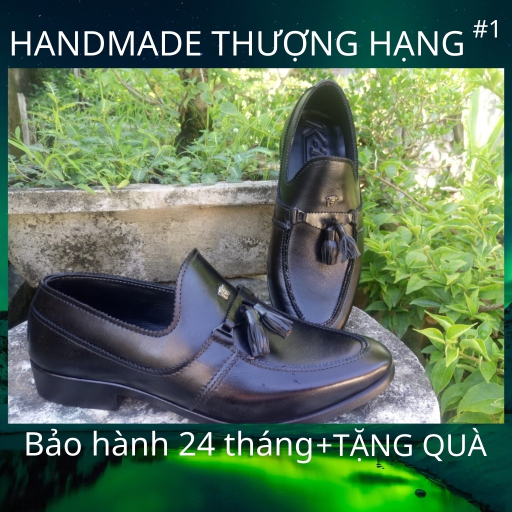 Giày lười da nam công sở mã K122,hàng thủ công thượng hạng,chất liệu da bò nhập khẩu cao cấp màu đen.
