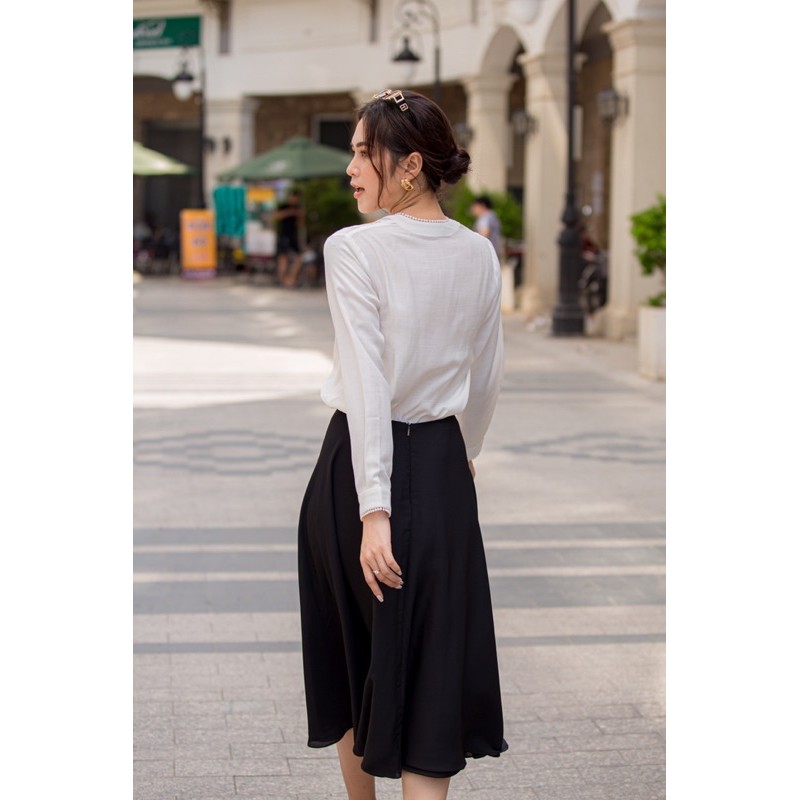 Áo clothesrack dài tay cài nút bọc Adela