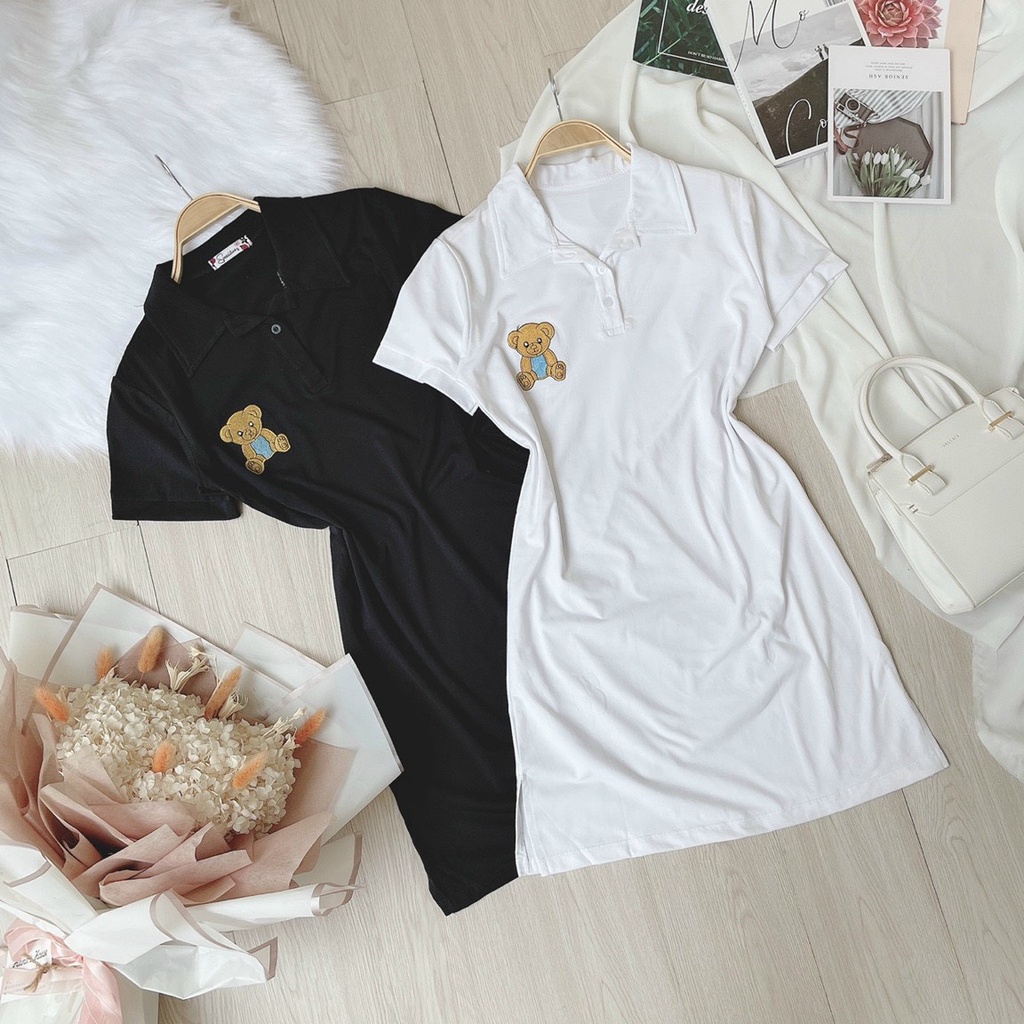 đầm xinh thêu gấu xinh ảnh thật