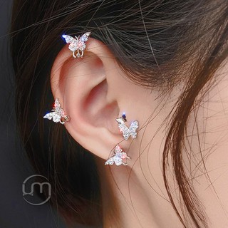 Hoa tai kẹp hình bướm nạm đá