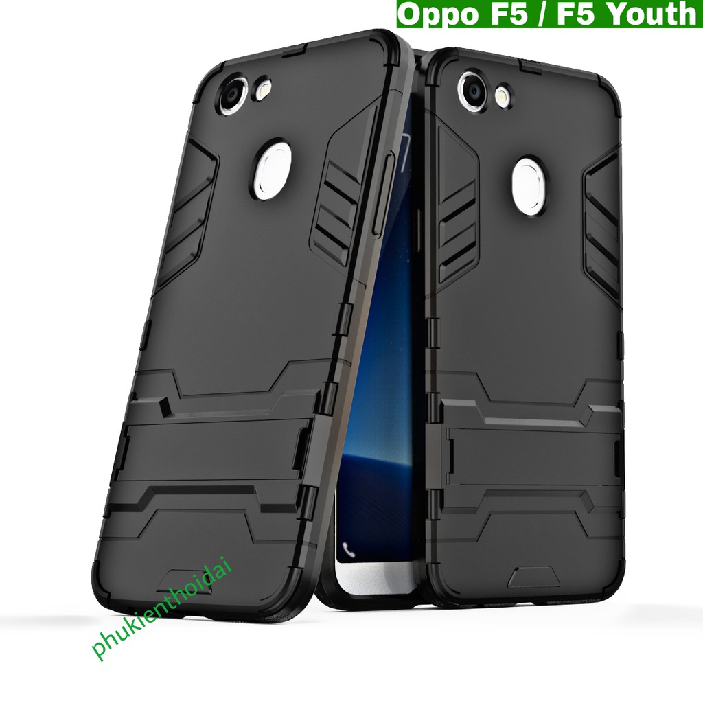 Oppo F5 Ốp Lưng Iron Man Chống Sốc Cao Cấp giá đỡ xem phim