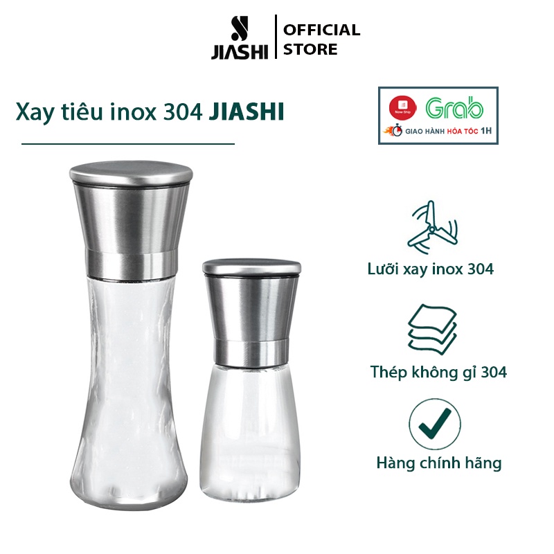 Lọ xay tiêu cầm tay JIASHI viền Inox 304 vặn vừa tay cao cấp LXT01