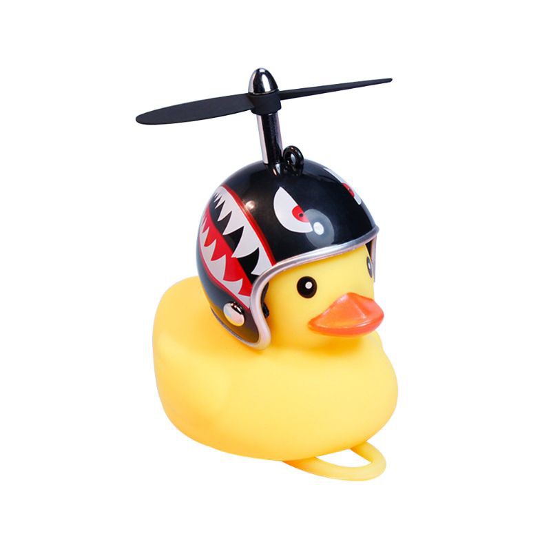 Bộ chú vịt con màu vàng có đèn và chuông cho xe đạp MTB/mũ bảo hiểm xe máy