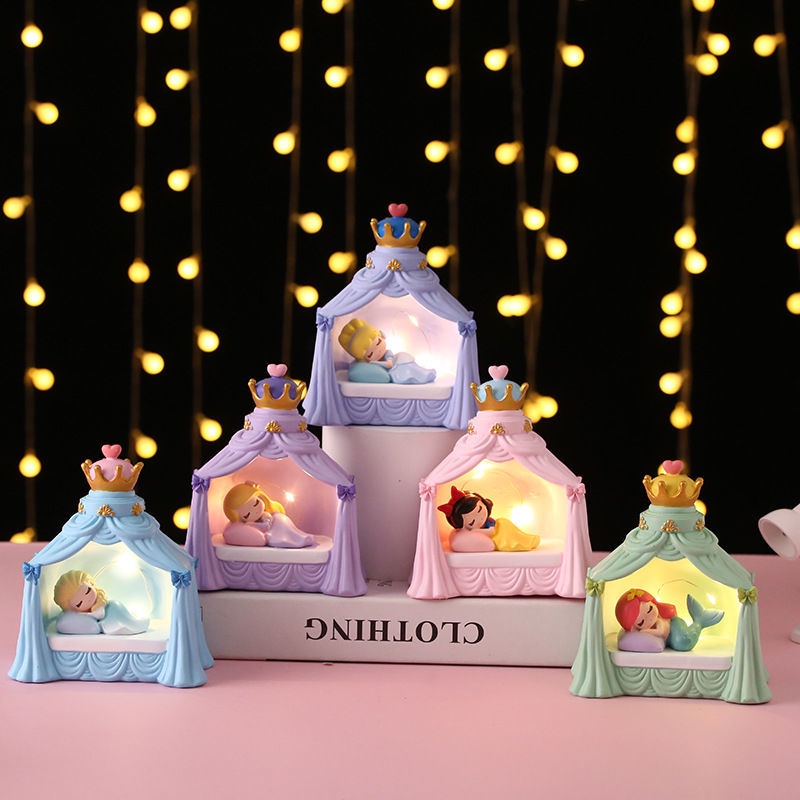 Disney Đèn Ngủ Hình Công Chúa Elsa / Nàng Tiên Cá / Lâu Đài Xinh Xắn Trang Trí Phòng Bé Gái