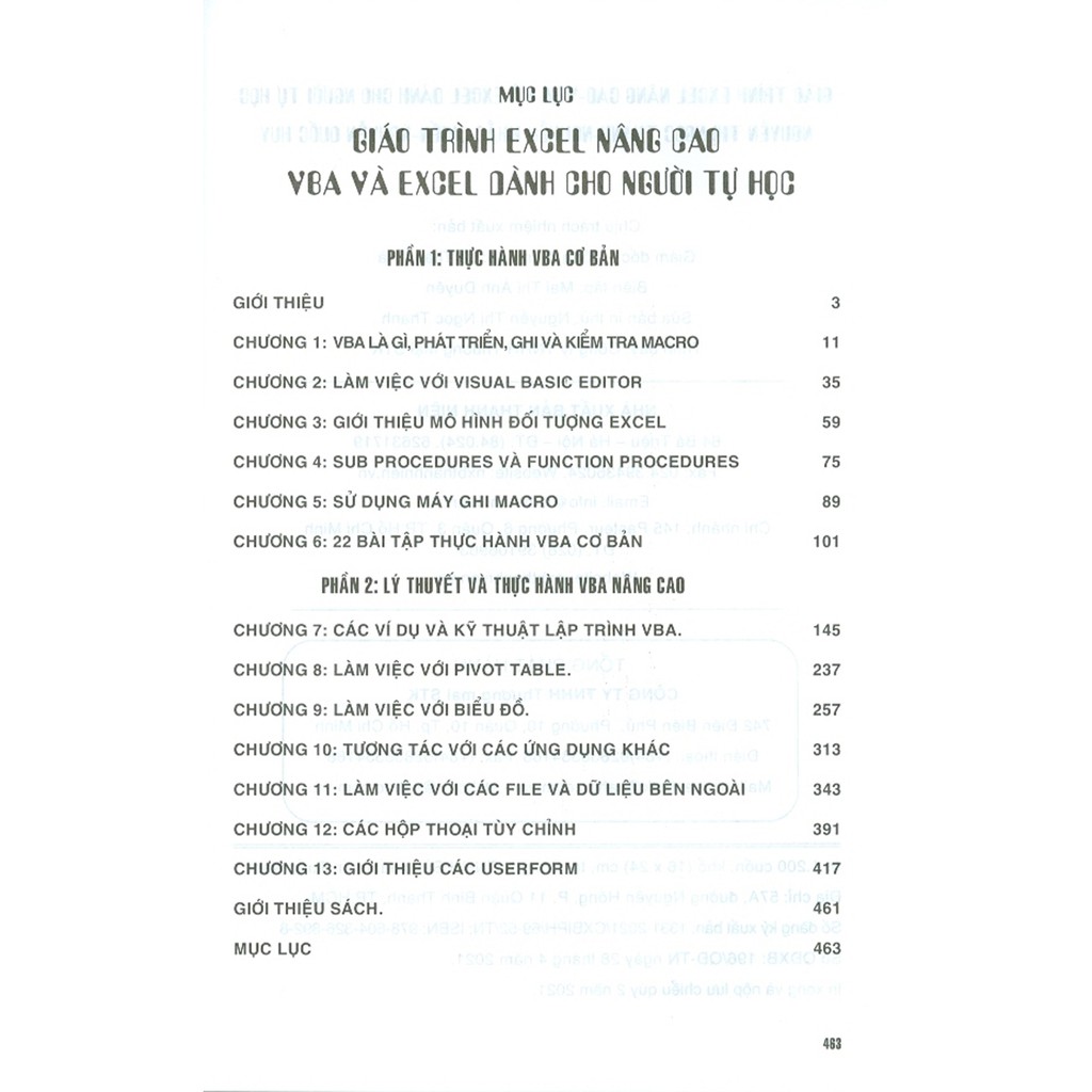Sách - Giáo Trình Excel Nâng Cao - VBA Và Excel Dành Cho Người Tự Học
