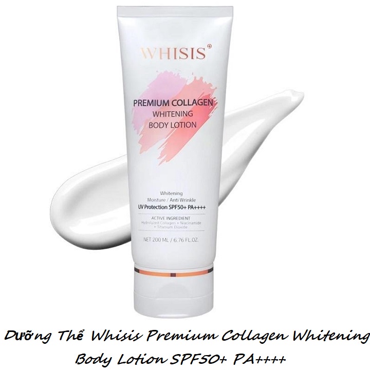 Kem dưỡng thể trắng da WHISIS chống nắng Premium Collagen Whitening Body Lotion 200ml