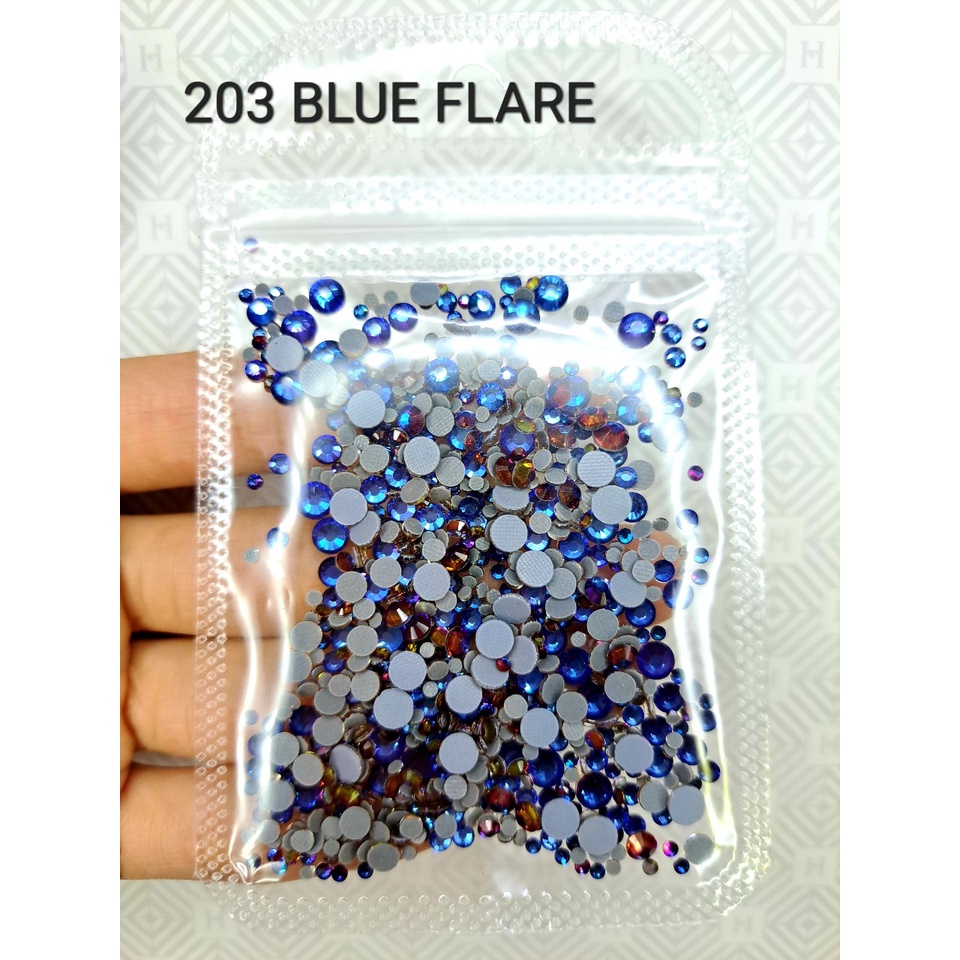 ĐÁ ĐÍNH NAIL -203 BLUE FLARE- TÚI MIX SIZE -ĐÁ CHÂN KEO LƯỚI