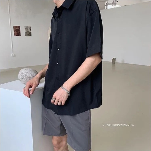 Áo sơ mi nam tay ngắn áo phong rộng nam thời trang sơ mi nữ form rộng phong cách hàn quốc áo sơ mi nữ Sự đơn giản quần áo nam áo sơ mi áo sơ mi trắng