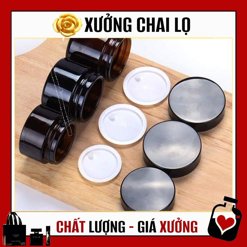 Hủ Đựng Kem ❤ TOP GIÁ RẺ ❤ Hũ đựng kem thủy tinh nâu 30g/50g/100g chiết mỹ phẩm , phụ kiện du lịch