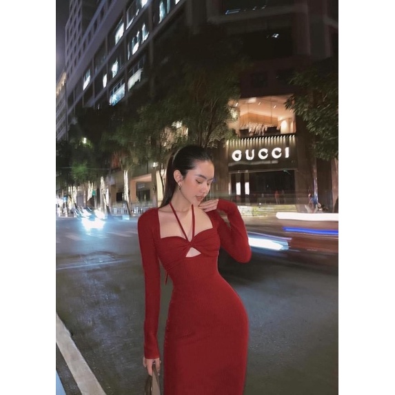 💥 ĐẦM BODY TAY DÀI KHOÉT NGỰC CỘT CỔ CHẤT GÂN THỜI TRANG DỰ TIỆC 💥 | BigBuy360 - bigbuy360.vn