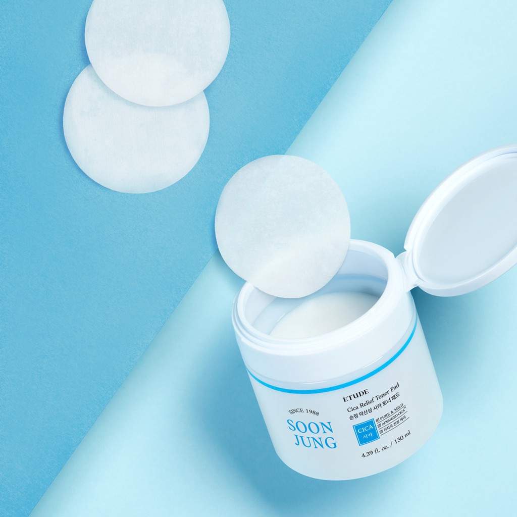 Bông Thấm Toner 70 miếng lành tính dịu nhẹ ETUDE SoonJung Cica Toner Pad Làm Sạch Hiệu Quả 130ml
