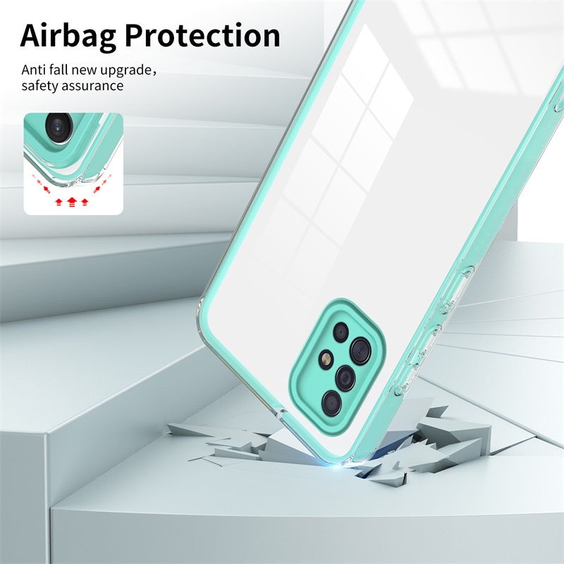 Ốp Điện Thoại PC Viền TPU Dẻo Trong Suốt Màu Macaron Chống Rơi Đơn Giản 3 Trong 1 Cho Samsung Galaxy A51 A71