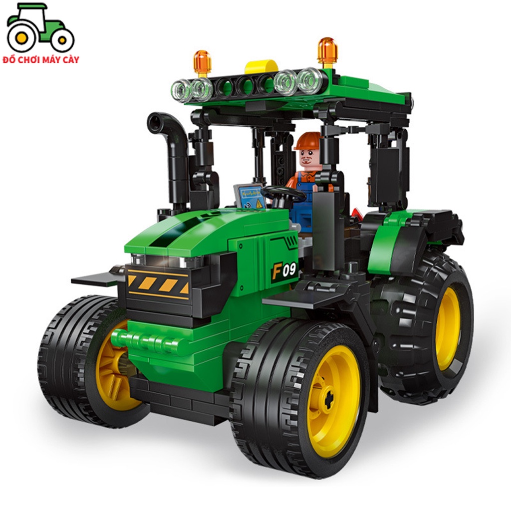 Máy kéo lắp ráp_LEGO - Chạy cót, xe máy cày đồ chơi, xe nông trại, MK20