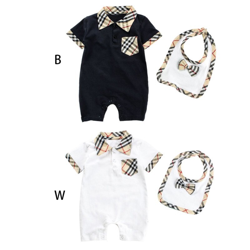 Bộ bodysuit kèm yếm phối sọc caro phong cách thời trang mùa hè